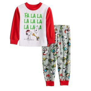 Jammie’s For Your Families Peanuts Fa La La Pajama PJ Set NEW Size 2T
